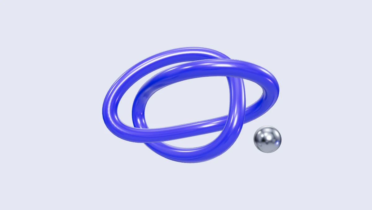 A continuous cobalt blue sculpture twisting through space.